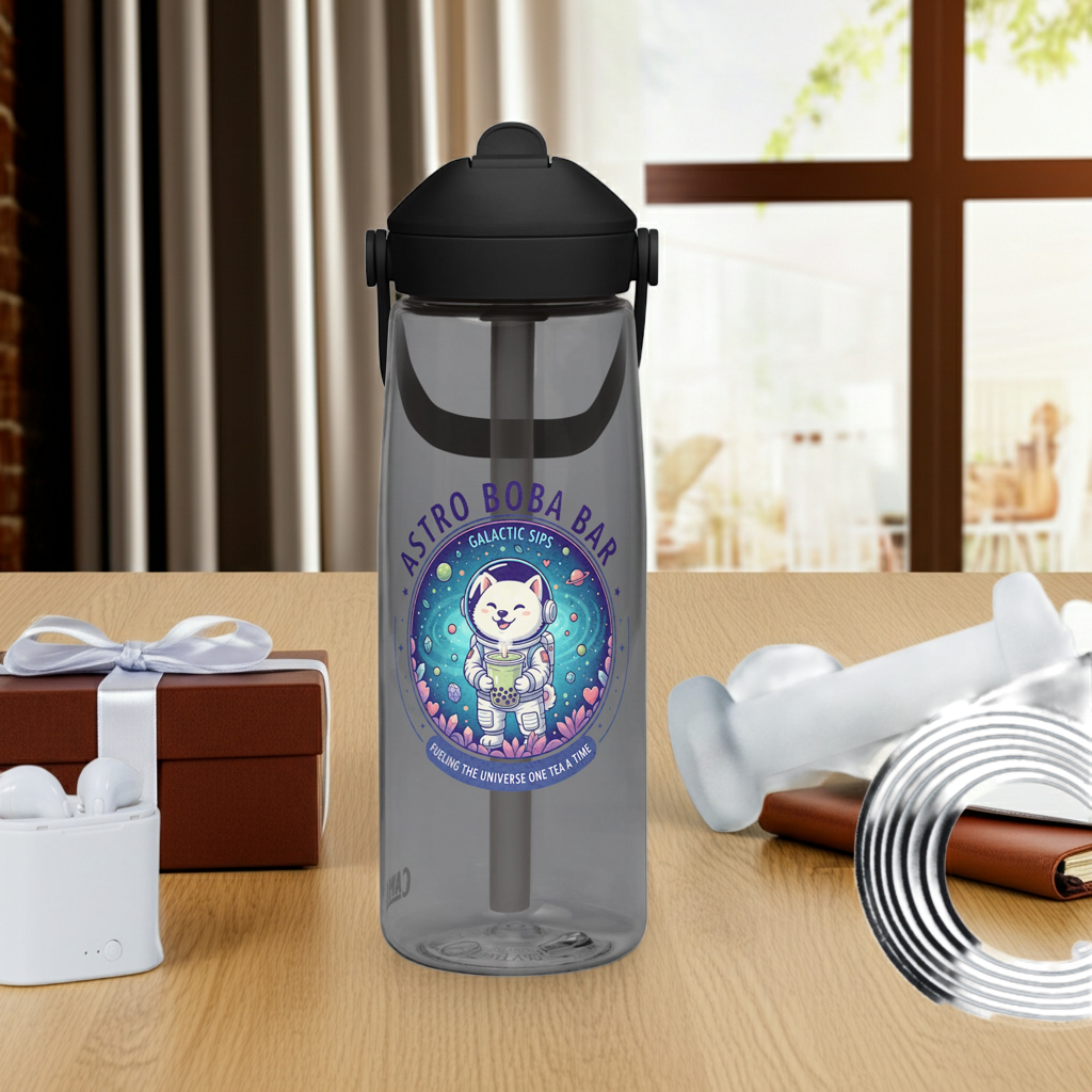 Astro Boba Bar – Galactic Sips Astronaut Dog 25 oz Flip-Straw Water Bottle