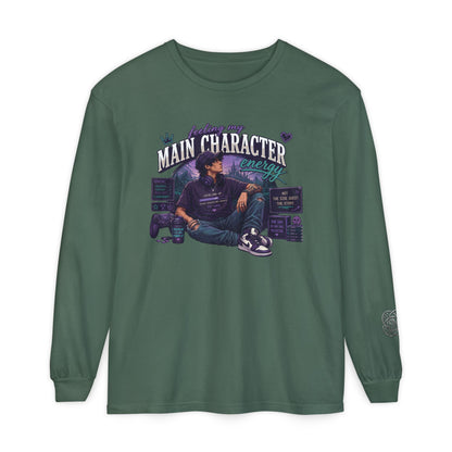 Feeling My Main Character Energy Long Sleeve Shirt,  Guy Gamer Graphic Tee, Cozy Gaming Shirt, Unisex Streetwear, Motivational Gaming Gift