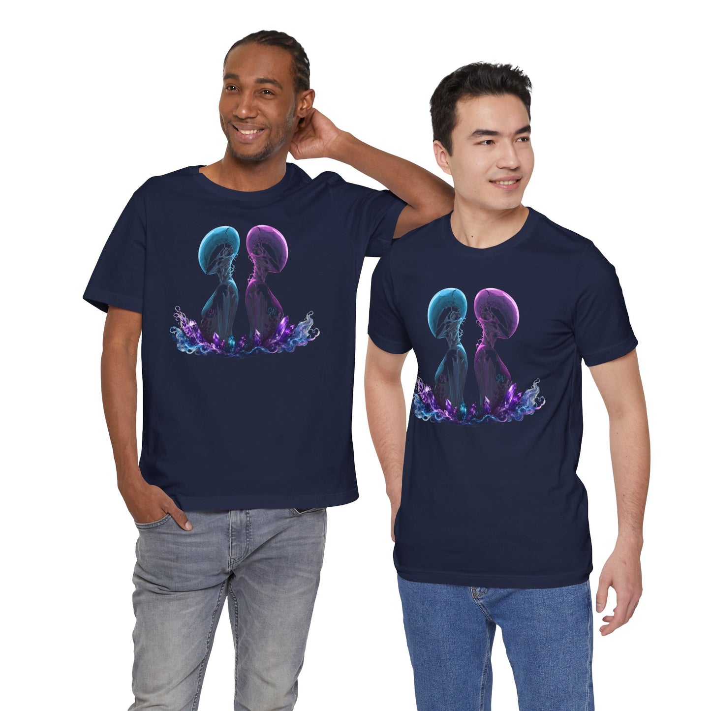 Chromatic Dyad Graphic Tee, Futuristic Sci-Fi Art Shirt
