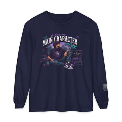 Feeling My Main Character Energy Long Sleeve Shirt,  Guy Gamer Graphic Tee, Cozy Gaming Shirt, Unisex Streetwear, Motivational Gaming Gift