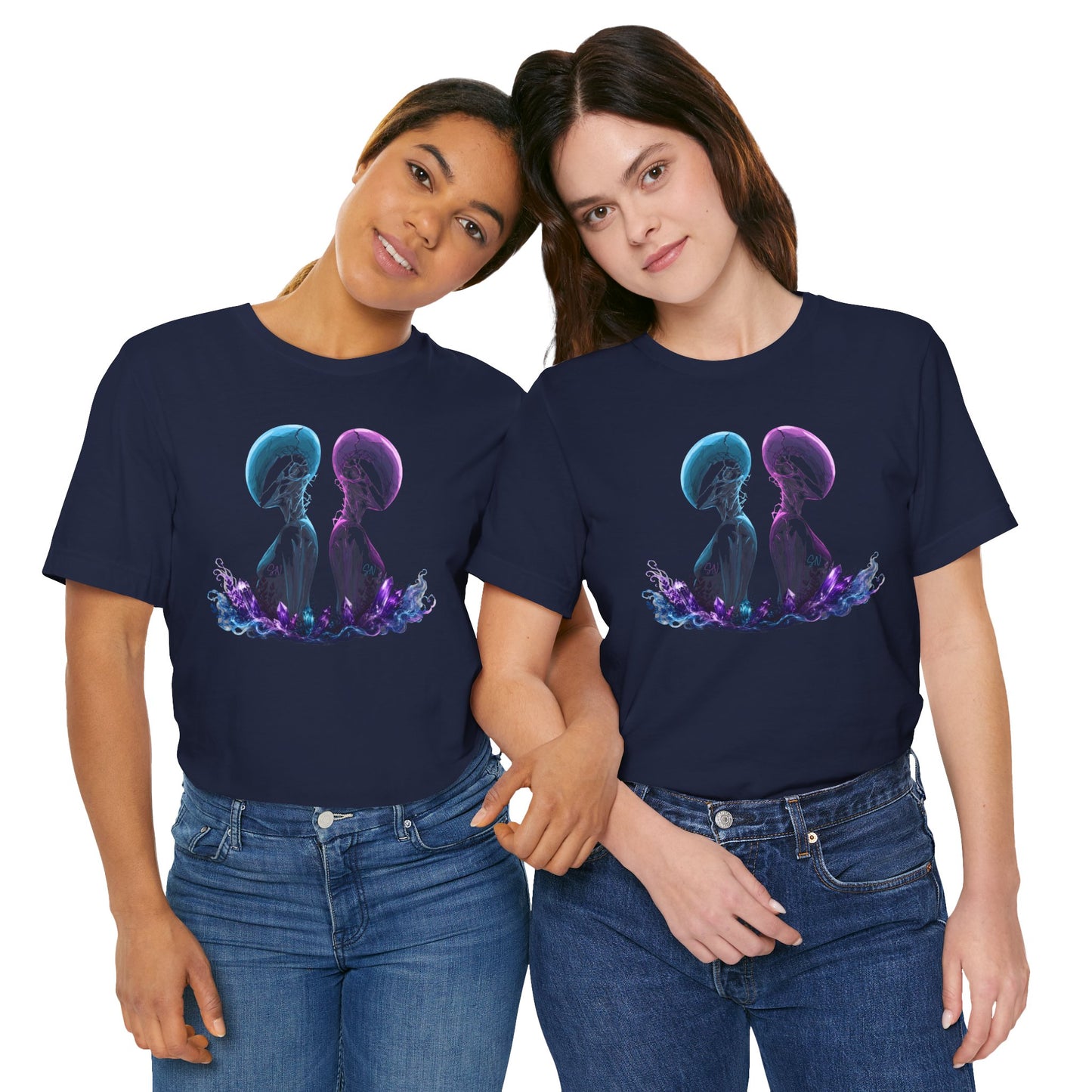 Chromatic Dyad Graphic Tee, Futuristic Sci-Fi Art Shirt