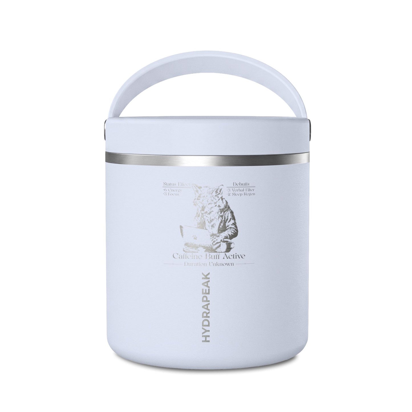 Caffeine Buff Active Fox Thermos Food Jar 25oz | Gamer Lunch Container | Fox Meal Prep Jar | Hot & Cold Food Storage