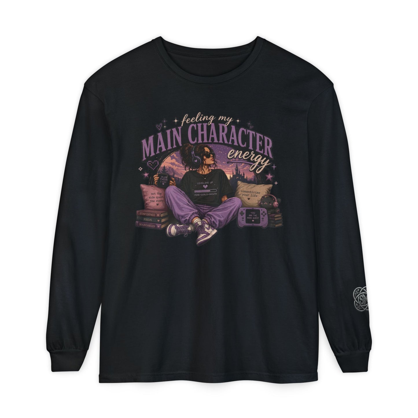 Feeling My Main Character Energy Long Sleeve Shirt, Girl Gamer Graphic Tee, Cozy Gaming Shirt, Unisex Streetwear, Motivational Gaming Gift