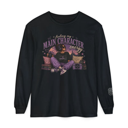 Feeling My Main Character Energy Long Sleeve Shirt, Girl Gamer Graphic Tee, Cozy Gaming Shirt, Unisex Streetwear, Motivational Gaming Gift