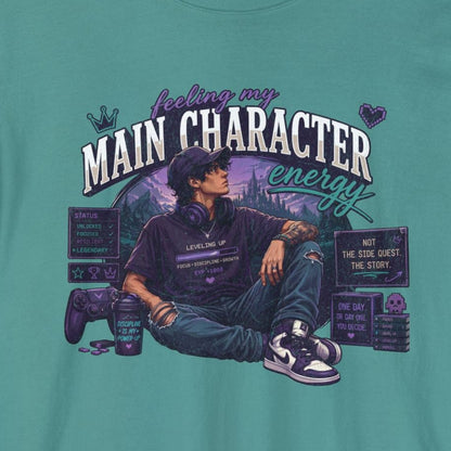 Feeling My Main Character Energy Long Sleeve Shirt,  Guy Gamer Graphic Tee, Cozy Gaming Shirt, Unisex Streetwear, Motivational Gaming Gift