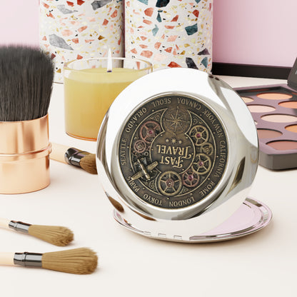 Fast Travel Destination Selector Compact Mirror | Steampunk Gamer Travel Mirror | RPG Inspired Pocket Mirror