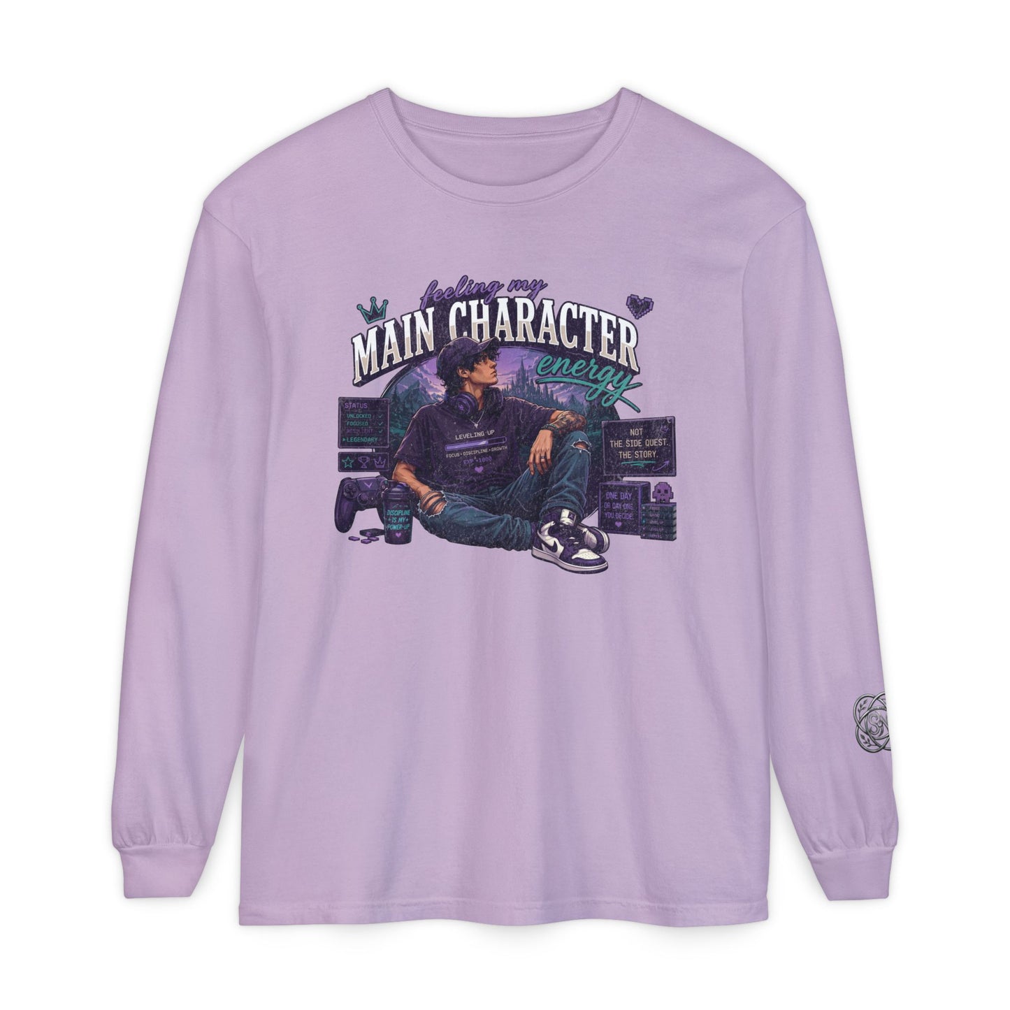 Feeling My Main Character Energy Long Sleeve Shirt,  Guy Gamer Graphic Tee, Cozy Gaming Shirt, Unisex Streetwear, Motivational Gaming Gift