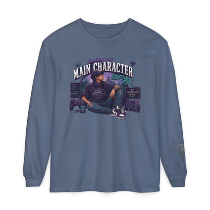 Feeling My Main Character Energy Long Sleeve Shirt,  Guy Gamer Graphic Tee, Cozy Gaming Shirt, Unisex Streetwear, Motivational Gaming Gift