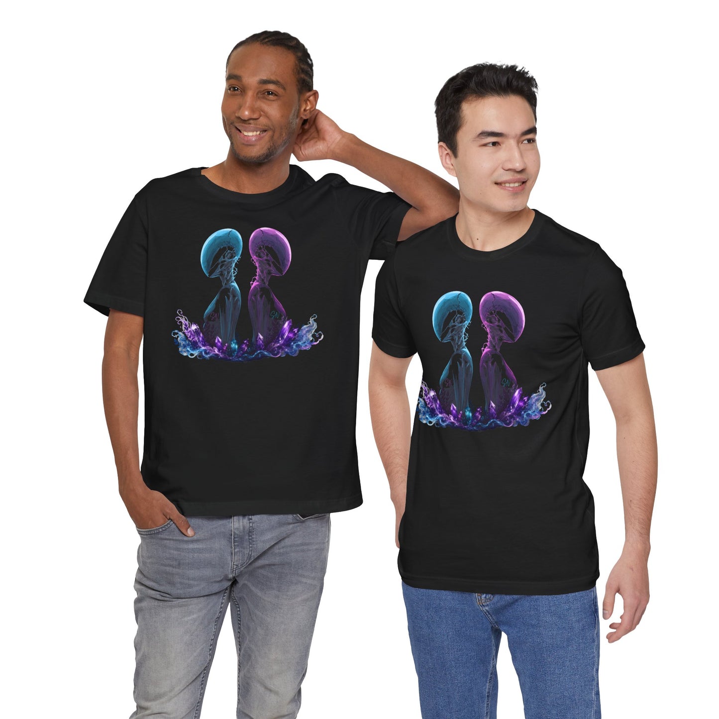 Chromatic Dyad Graphic Tee, Futuristic Sci-Fi Art Shirt