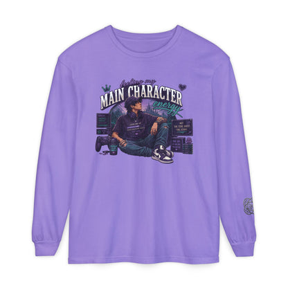Feeling My Main Character Energy Long Sleeve Shirt,  Guy Gamer Graphic Tee, Cozy Gaming Shirt, Unisex Streetwear, Motivational Gaming Gift