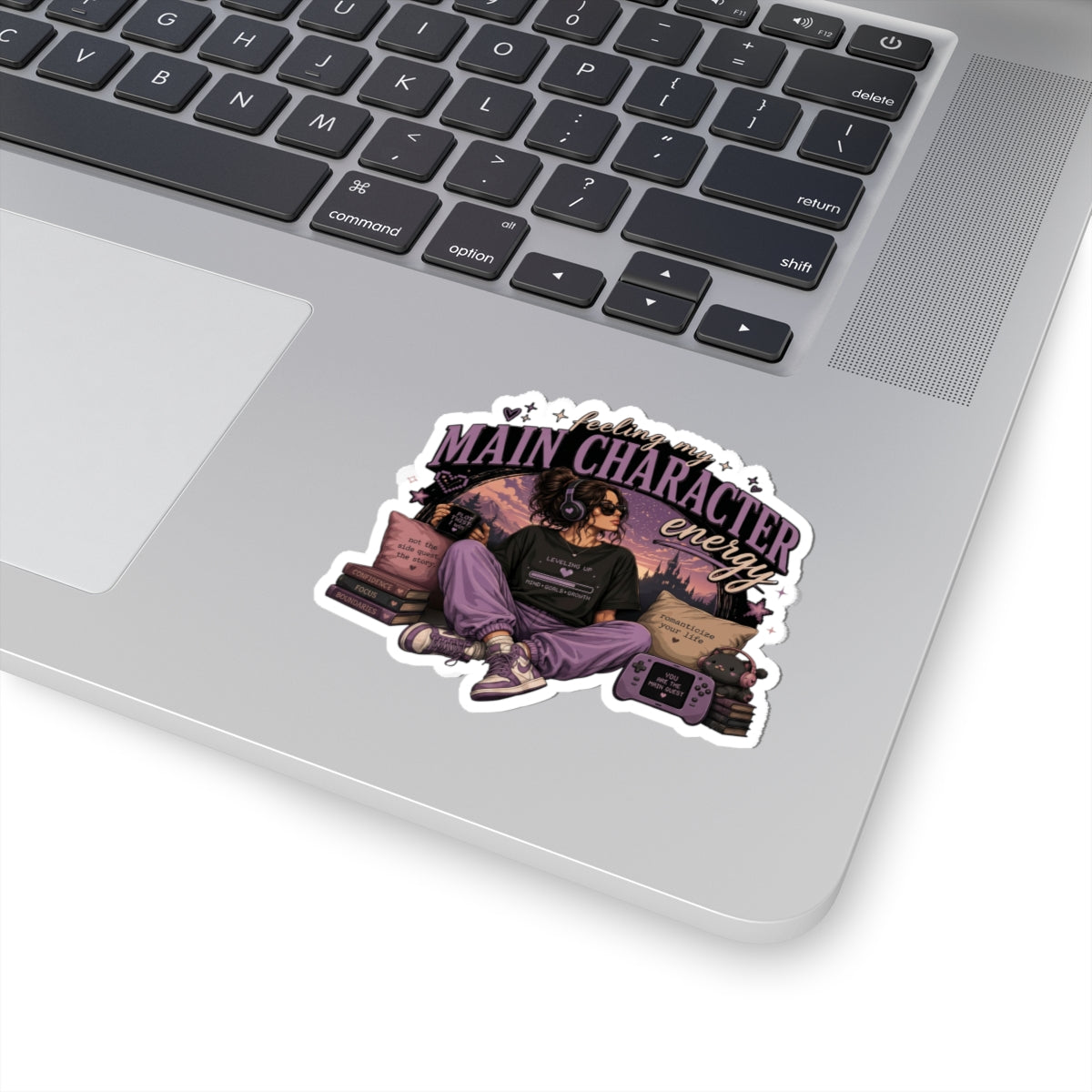Feeling My Main Character Energy Kiss-Cut Sticker, Gamer Girl, Gamer Laptop, RPG Vinyl Decal, Gaming Water Bottle Sticker, Gamer Gift
