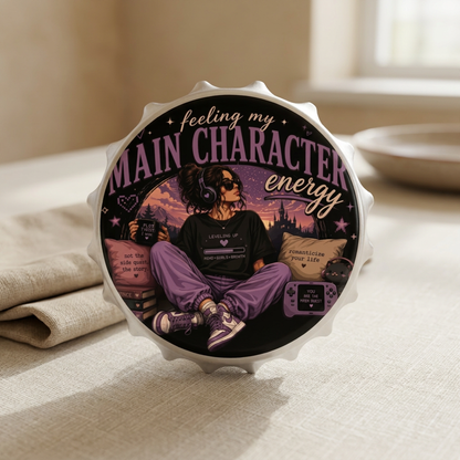 Main Character Energy Bottle Opener | Girl Aesthetic, Cozy Reading Scene