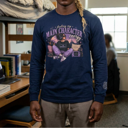 Feeling My Main Character Energy Long Sleeve Shirt, Girl Gamer Graphic Tee, Cozy Gaming Shirt, Unisex Streetwear, Motivational Gaming Gift
