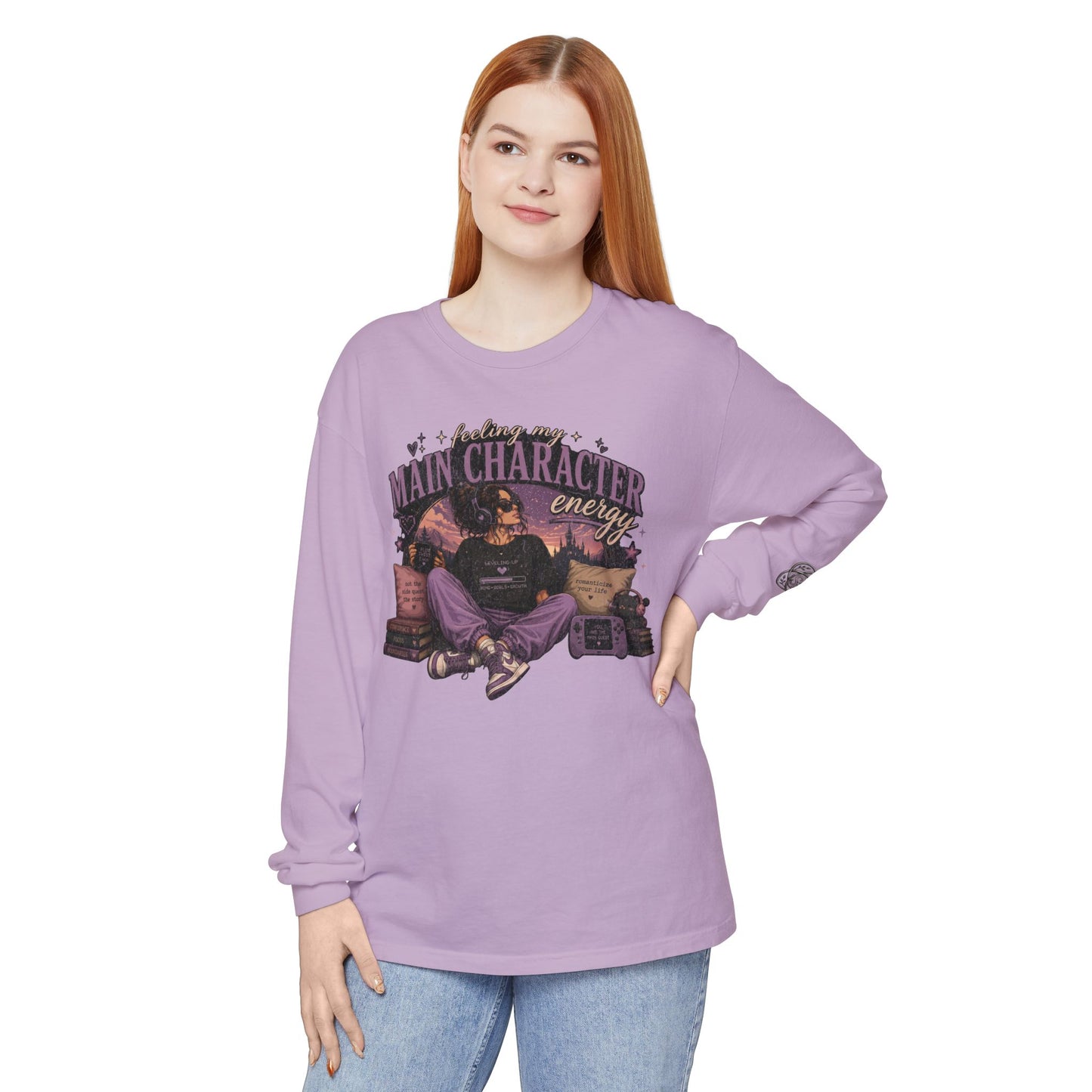 Feeling My Main Character Energy Long Sleeve Shirt, Girl Gamer Graphic Tee, Cozy Gaming Shirt, Unisex Streetwear, Motivational Gaming Gift