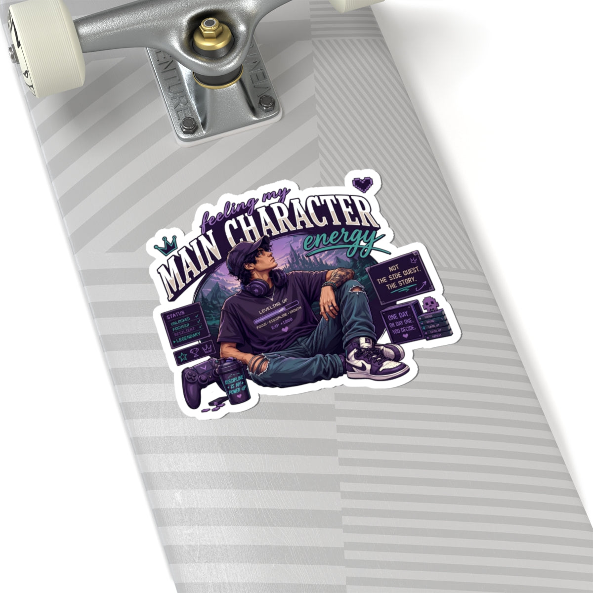 Feeling My Main Character Energy Kiss-Cut Sticker, Gamer Guy, Gamer Laptop Sticker, RPG Vinyl Decal, Gaming Water Bottle Sticker, Gamer Gift
