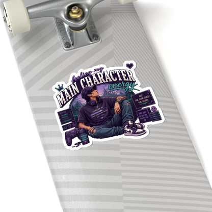Feeling My Main Character Energy Kiss-Cut Sticker, Gamer Guy, Gamer Laptop Sticker, RPG Vinyl Decal, Gaming Water Bottle Sticker, Gamer Gift