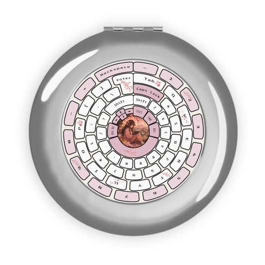 Cozy Gamer Compact Mirror, Sakura Reader Keyboard Mirror, Book Lover Gift, Cat Lover Pocket Mirror, Cottagecore Gamer Accessory