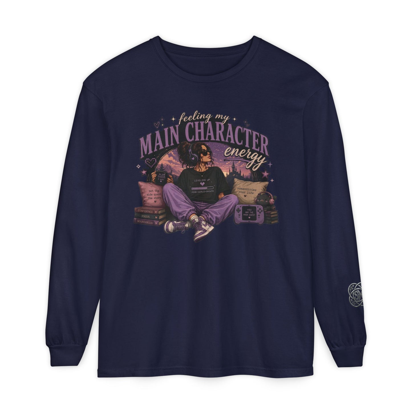 Feeling My Main Character Energy Long Sleeve Shirt, Girl Gamer Graphic Tee, Cozy Gaming Shirt, Unisex Streetwear, Motivational Gaming Gift