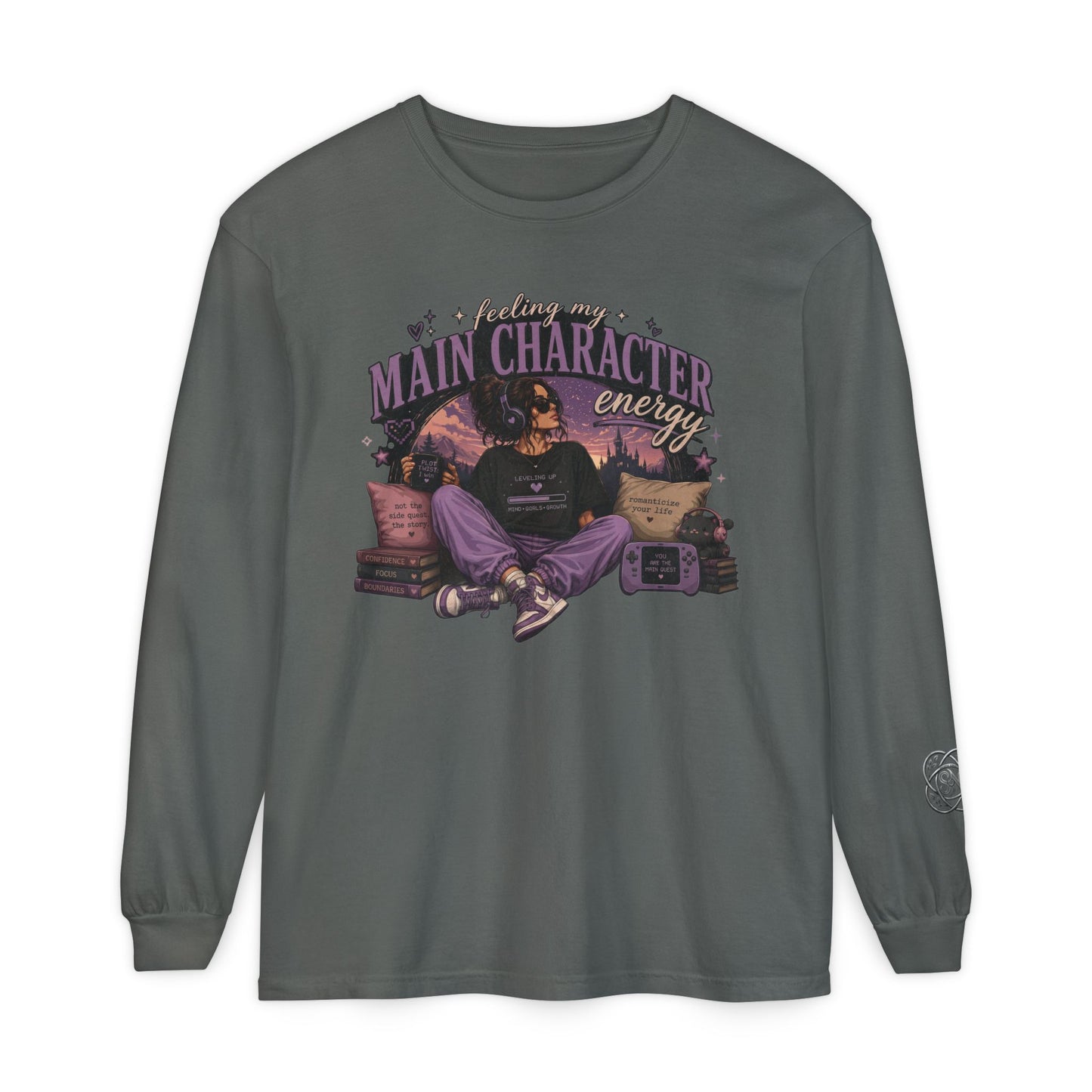 Feeling My Main Character Energy Long Sleeve Shirt, Girl Gamer Graphic Tee, Cozy Gaming Shirt, Unisex Streetwear, Motivational Gaming Gift