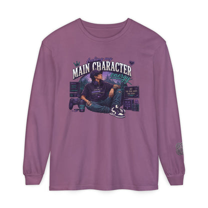 Feeling My Main Character Energy Long Sleeve Shirt,  Guy Gamer Graphic Tee, Cozy Gaming Shirt, Unisex Streetwear, Motivational Gaming Gift