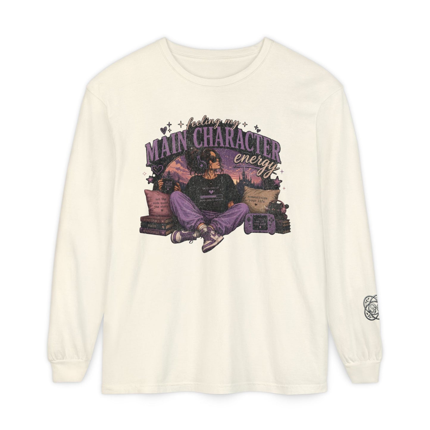 Feeling My Main Character Energy Long Sleeve Shirt, Girl Gamer Graphic Tee, Cozy Gaming Shirt, Unisex Streetwear, Motivational Gaming Gift