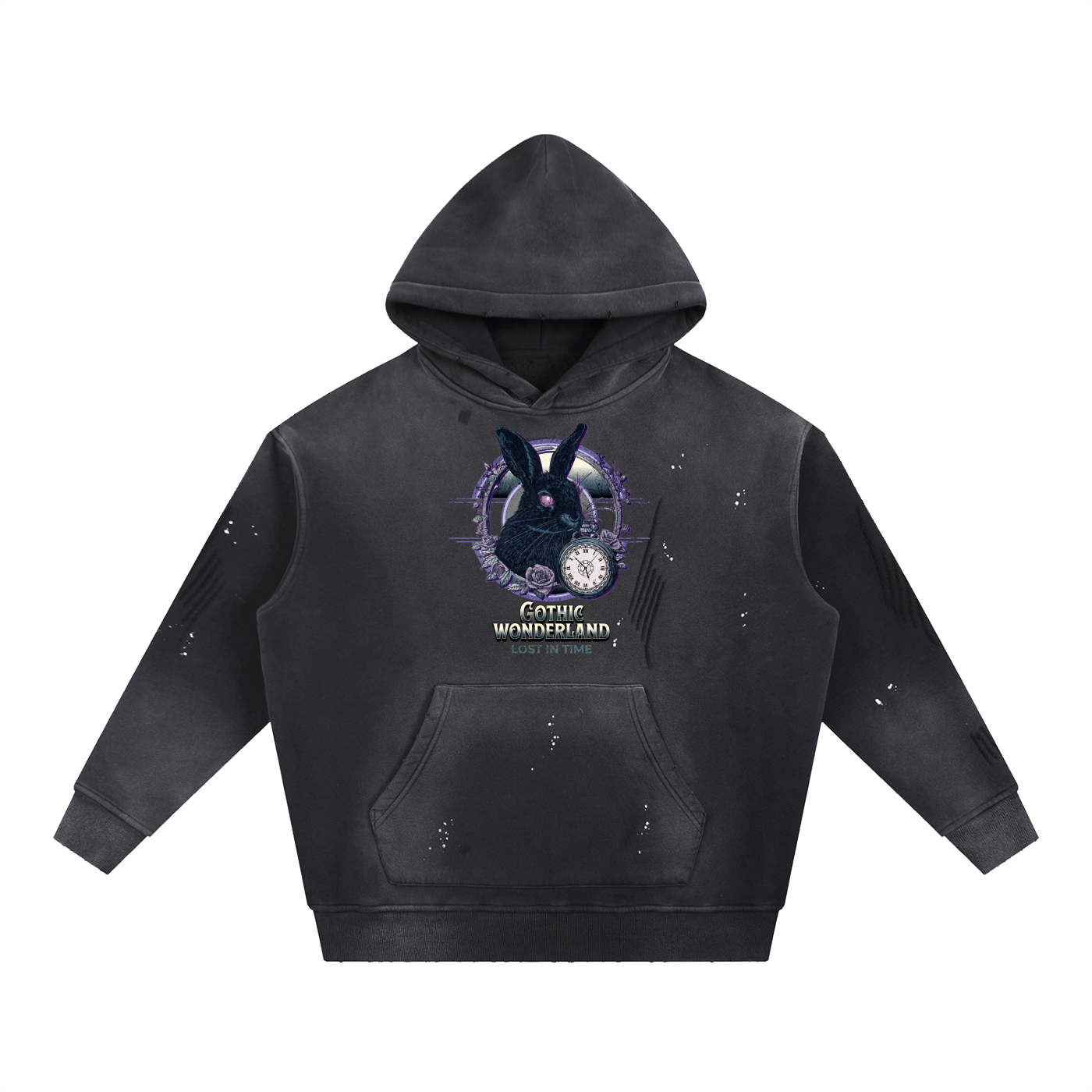 gothic hoodie,rabbit hoodie,gothic streetwear,distressed hoodie,unisex hoodie,dark fantasy clothing,gamer streetwear,grunge hoodie,coxy gothic hoodie,lost in time