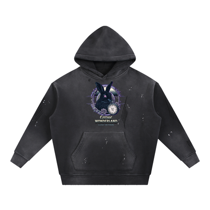 gothic hoodie,rabbit hoodie,gothic streetwear,distressed hoodie,unisex hoodie,dark fantasy clothing,gamer streetwear,grunge hoodie,coxy gothic hoodie,lost in time