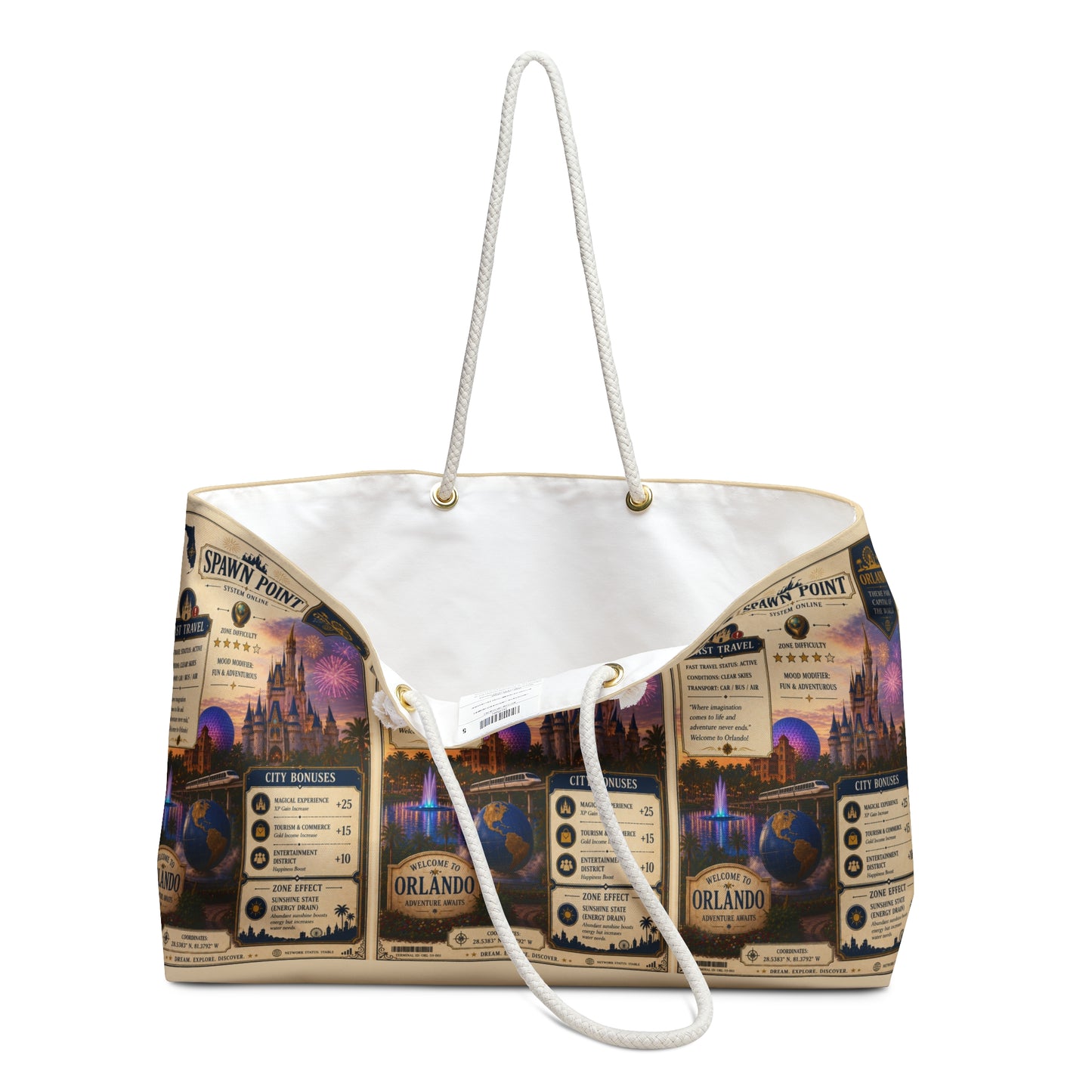 Orlando Travel Weekender Bag — Vintage Theme Park Map Print