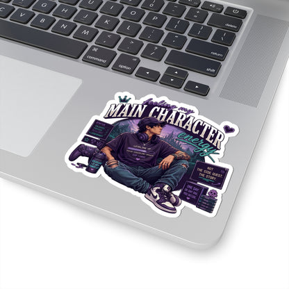 Feeling My Main Character Energy Kiss-Cut Sticker, Gamer Guy, Gamer Laptop Sticker, RPG Vinyl Decal, Gaming Water Bottle Sticker, Gamer Gift