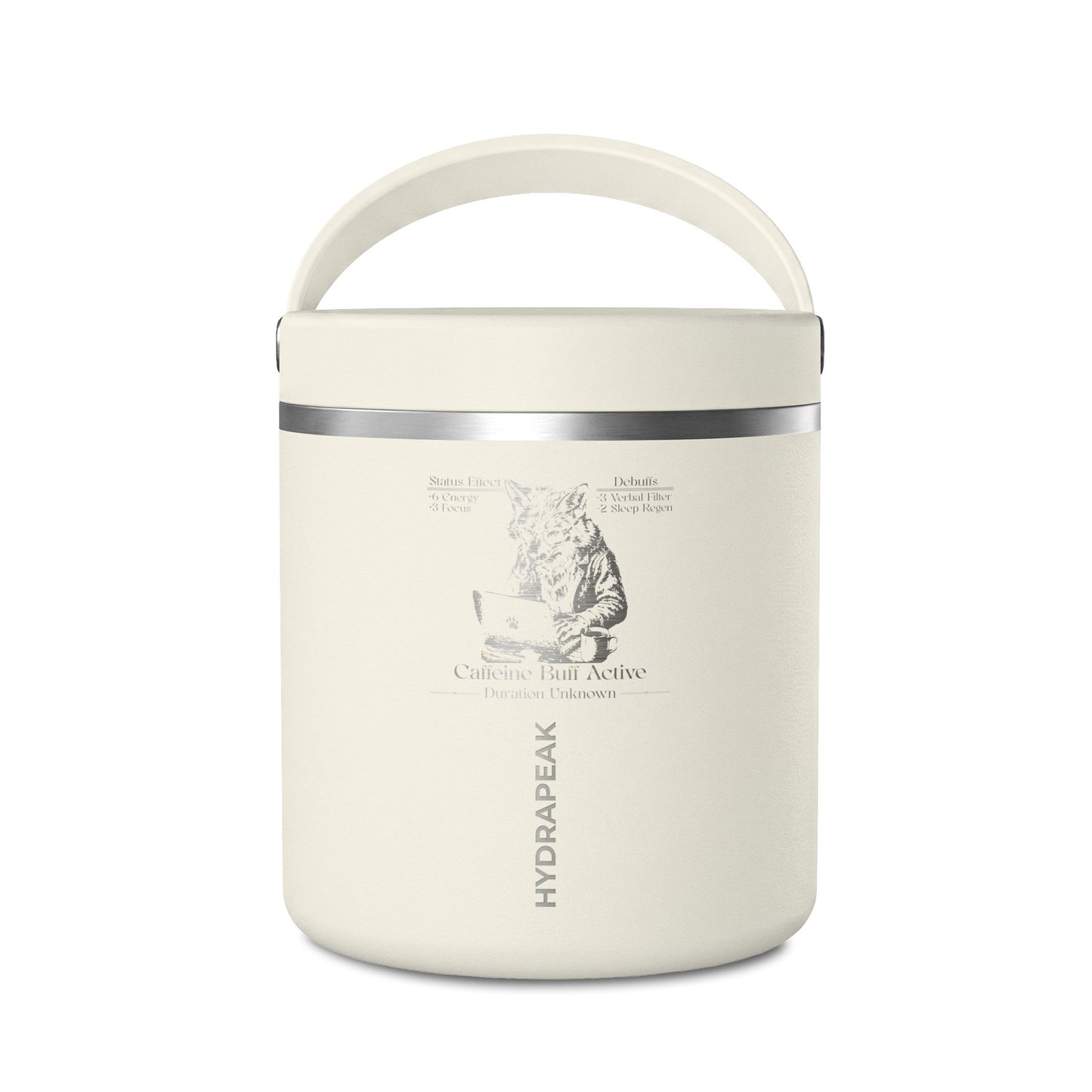 Caffeine Buff Active Fox Thermos Food Jar 25oz | Gamer Lunch Container | Fox Meal Prep Jar | Hot & Cold Food Storage