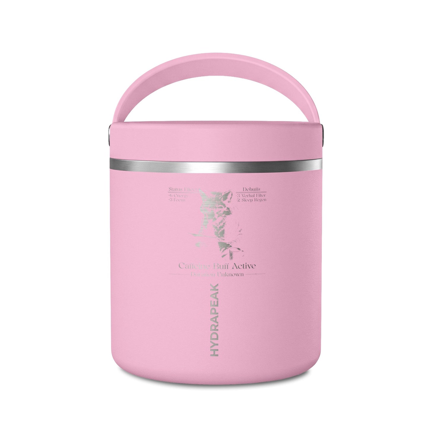 Caffeine Buff Active Fox Thermos Food Jar 25oz | Gamer Lunch Container | Fox Meal Prep Jar | Hot & Cold Food Storage
