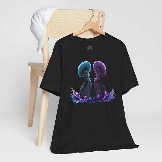 Chromatic Dyad Graphic Tee, Futuristic Sci-Fi Art Shirt