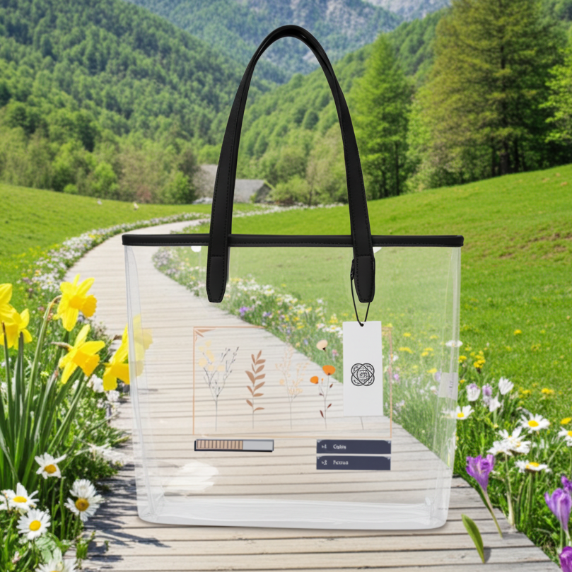 Meadow Aura Botanical HUD Clear Tote Bag, Vacation Bag, Beach Bag
