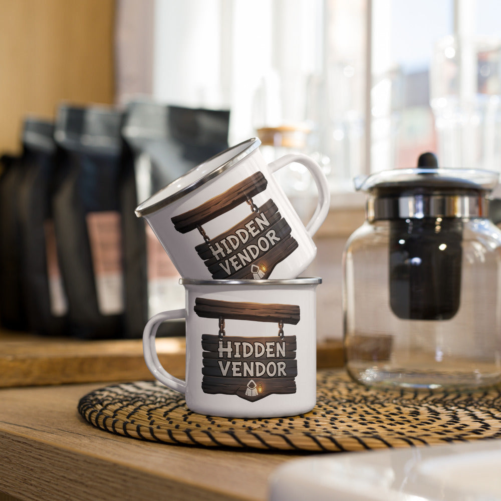 Hidden Vendor: Hearthbound Enamel Mug NPC Shop Sign Edition