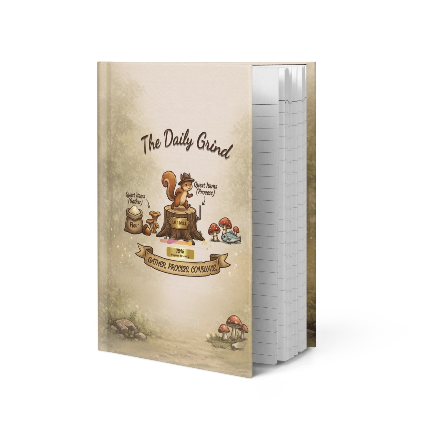The Daily Grind Squirrel Coffee Grinder Hardcover Journal matte
