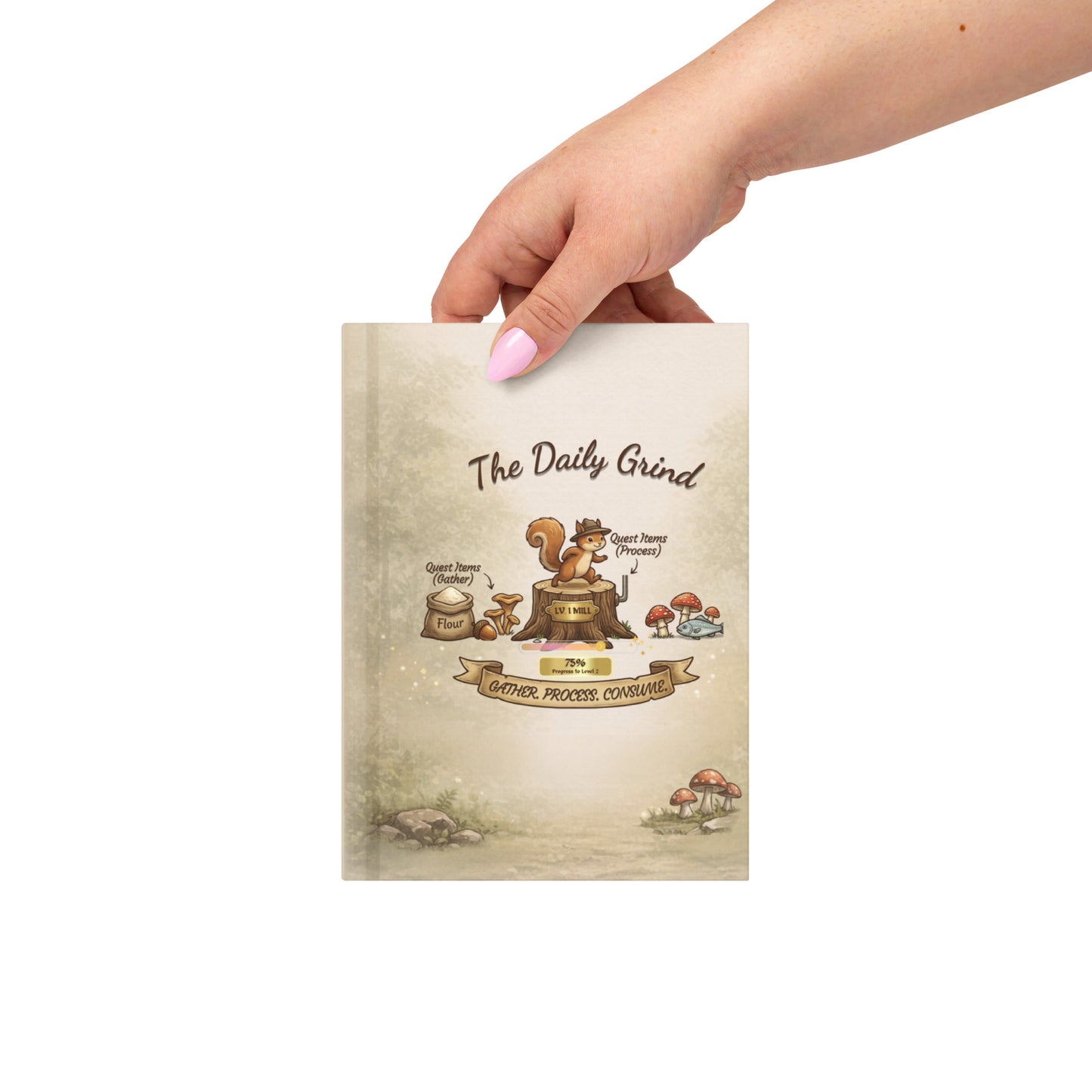 The Daily Grind Squirrel Coffee Grinder Hardcover Journal matte