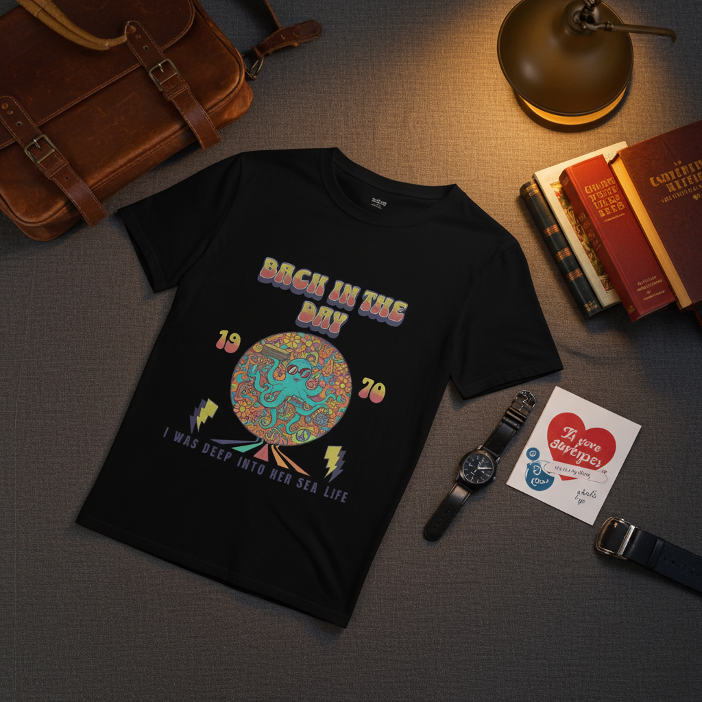 Back in the Day – Retro Octopus Graphic Tee 70s Edition Short-Sleeve Unisex T-Shirt